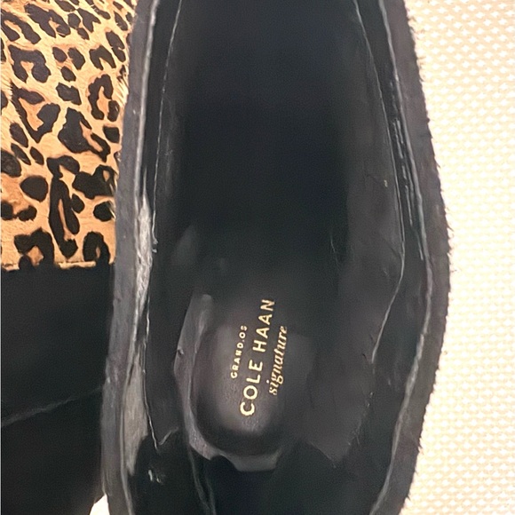 Cole Haan Black and Leopard Print Calf Hair Suede Ankle Booties 9.5 - Picture 6 of 11